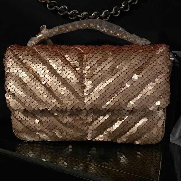 Nicole Miller Handbags - Nicole Miller Gold Sequin Mini or Crossbody Bag